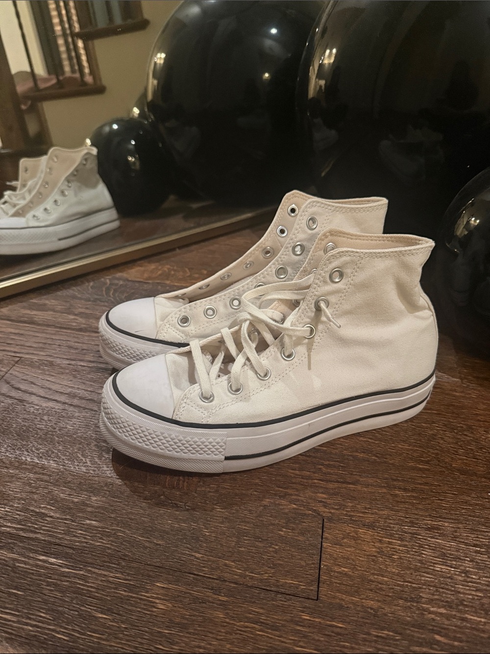 Converse High Top Canvas Sneakers in Off-White